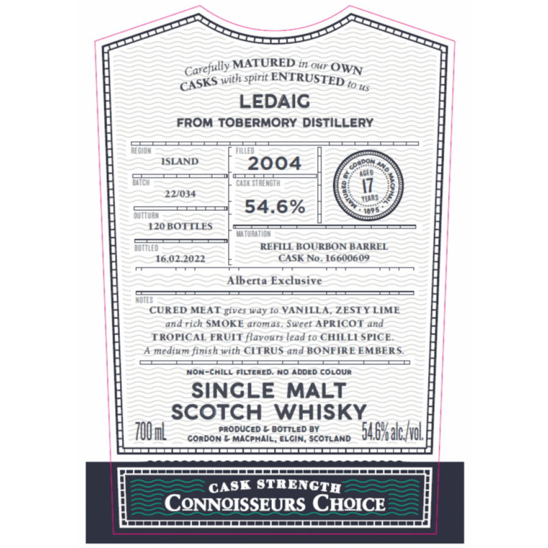 Gordon & MacPhail Connoisseurs Choice Ledaig 2004 17 Year Old 54.6% ABV 700ml