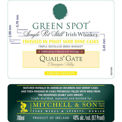 Green Spot "Quail's Gate Pinot Noir Finish" Irish Whiskey 46% 700ml