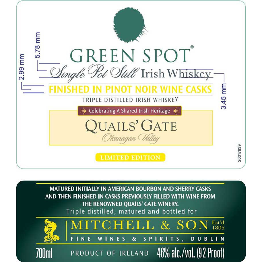 Green Spot "Quail's Gate Pinot Noir Finish" Irish Whiskey 46% 700ml