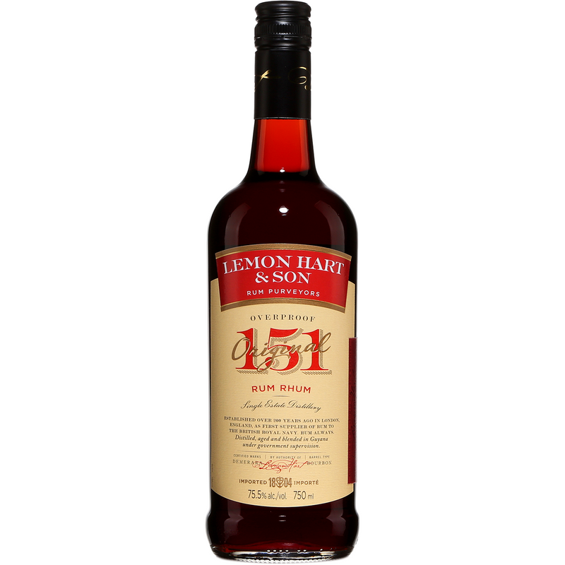 Lemon Hart 151 (75.5%) Rum 750ml