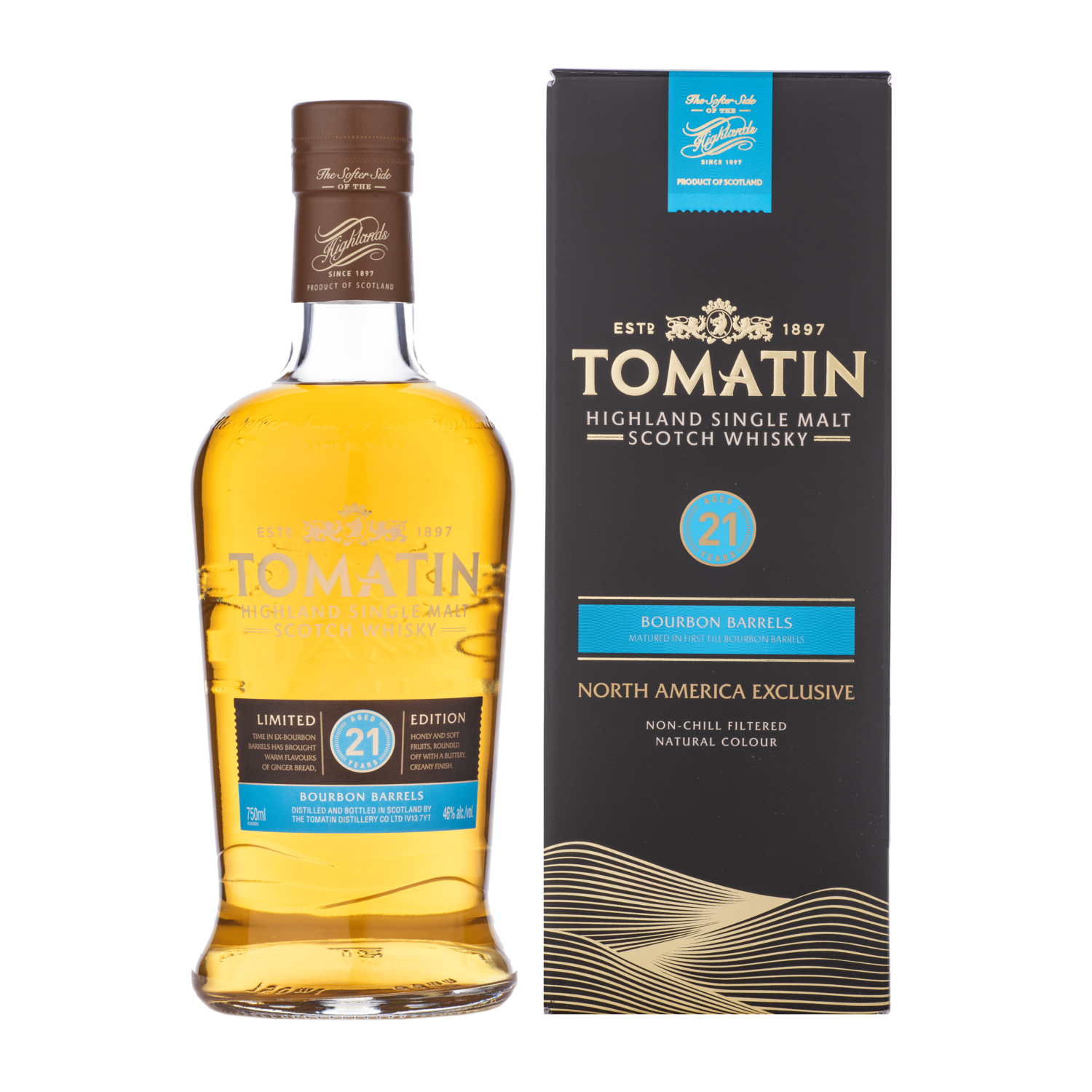 Tomatin 21 Year Old Bourbon Cask 46% ABV 750ml