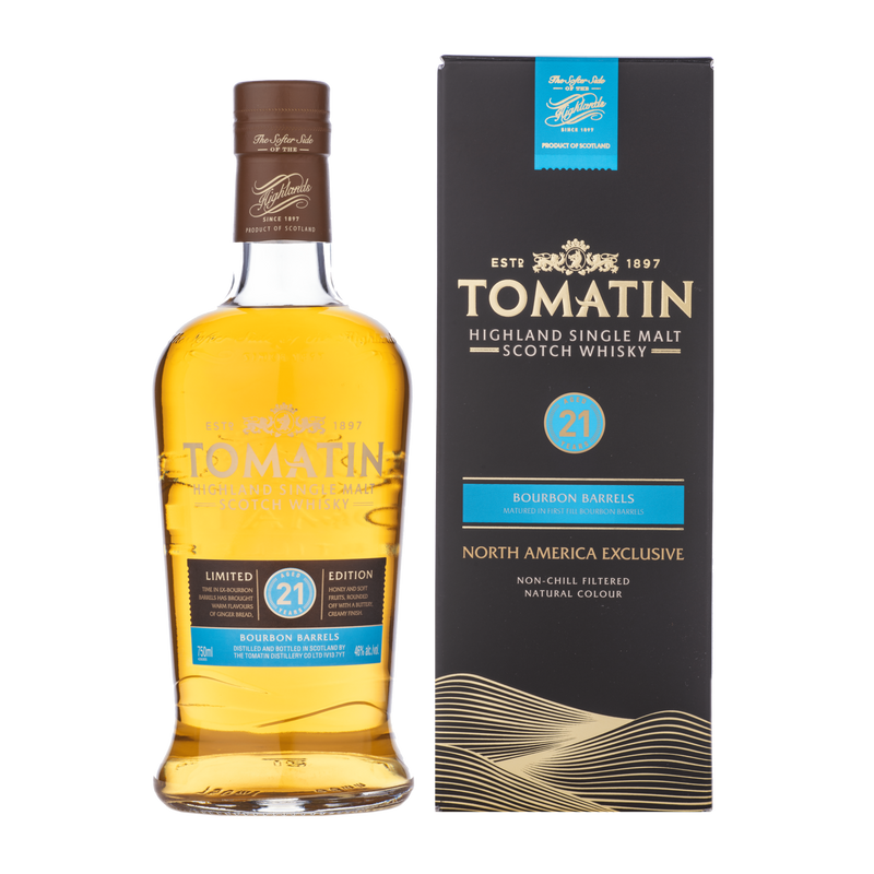 Tomatin 21 Year Old Bourbon Cask 46% ABV 750ml